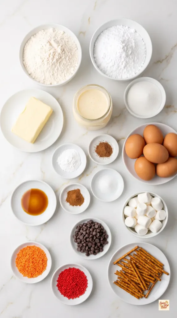 Ingredients for Eggnog Snowman Cupcakes