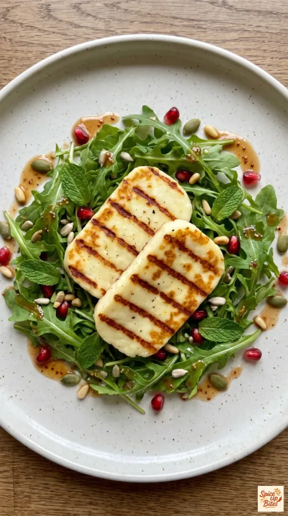 Why this Grilled Halloumi Salad with Pomegranate and Arugula works