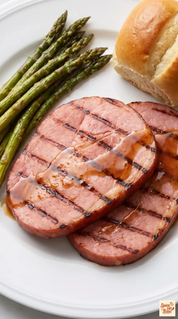 Grilled Honey Bourbon Glazed Ham Steaks