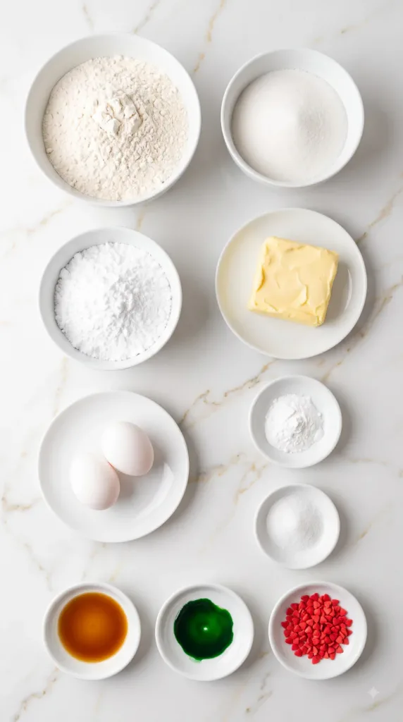 Ingredients for Grinch Stole Santa Cookies