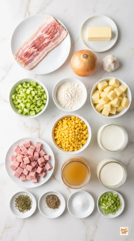 Ingredients for Ham and Corn Chowder