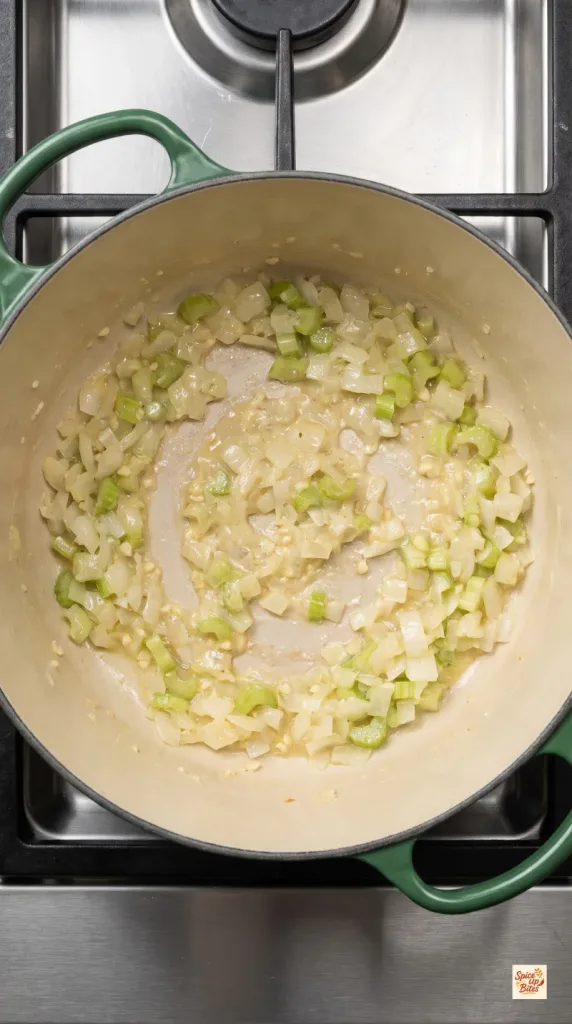Step 2: Soften the Vegetables and Add the Flour