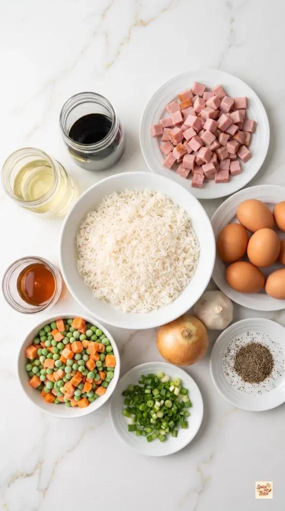 Ingredients for Ham Fried Rice