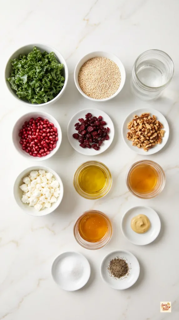 Ingredients for Healthy Chopped Christmas Salad - with Kale and Quinoa
