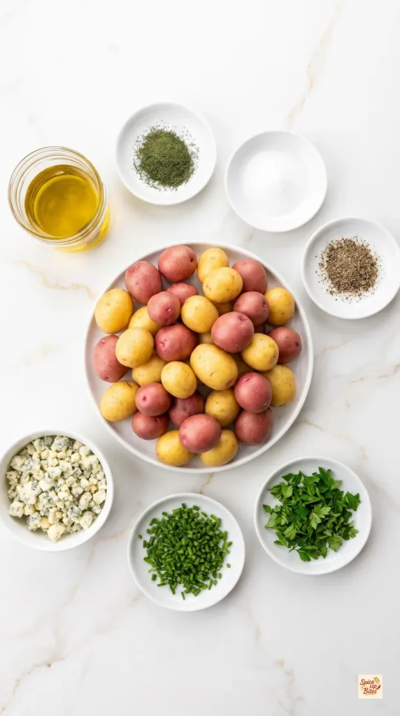 Ingredients for Herb Roasted Potatoes with Blue Cheese