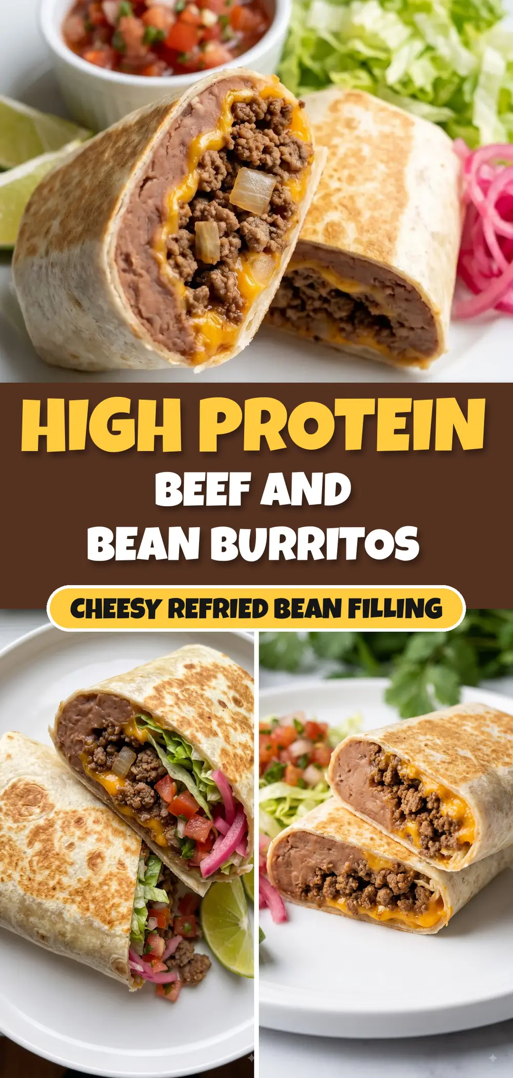 Cheesy High Protein Beef and Bean Burritos for Easy Meal Prep