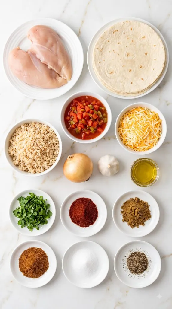 High Protein Cheesy Chicken and Rice Burritos - Spice Up Bites