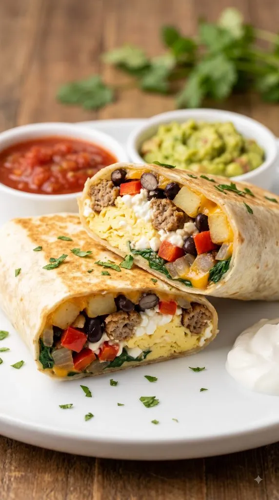 High Protein Cottage Cheese Breakfast Burritos