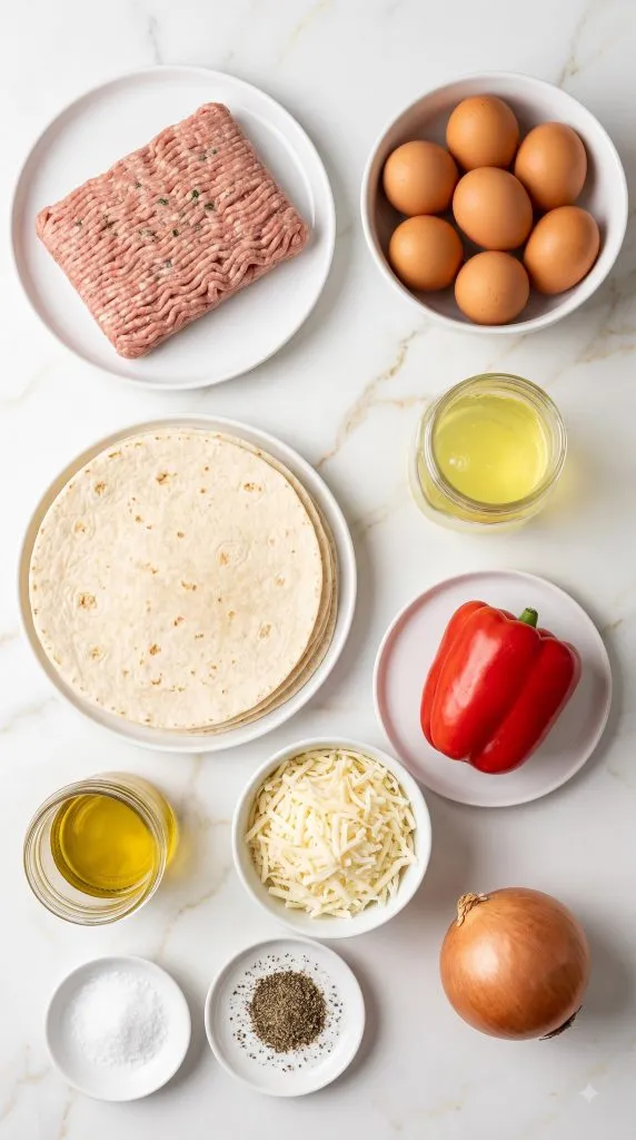 Ingredients for High Protein Turkey Sausage Breakfast Burritos