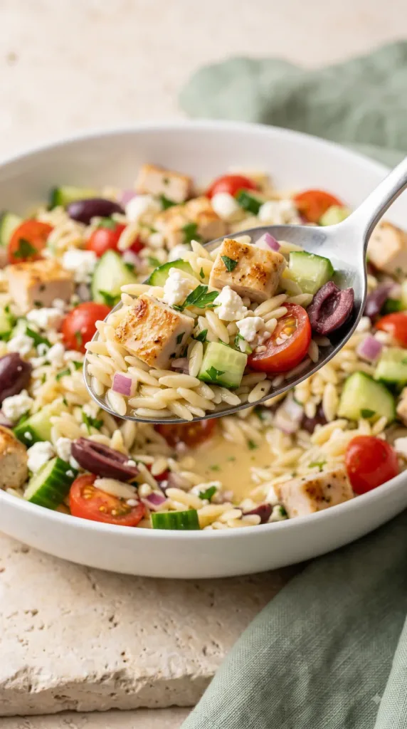 Mediterranean Chicken Orzo Salad