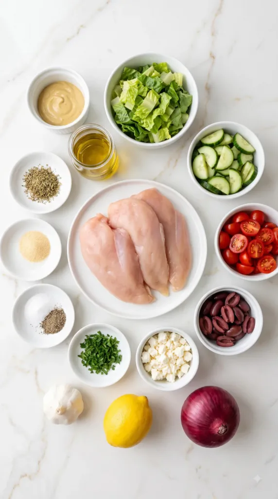 Ingredients for Mediterranean Chicken Salad