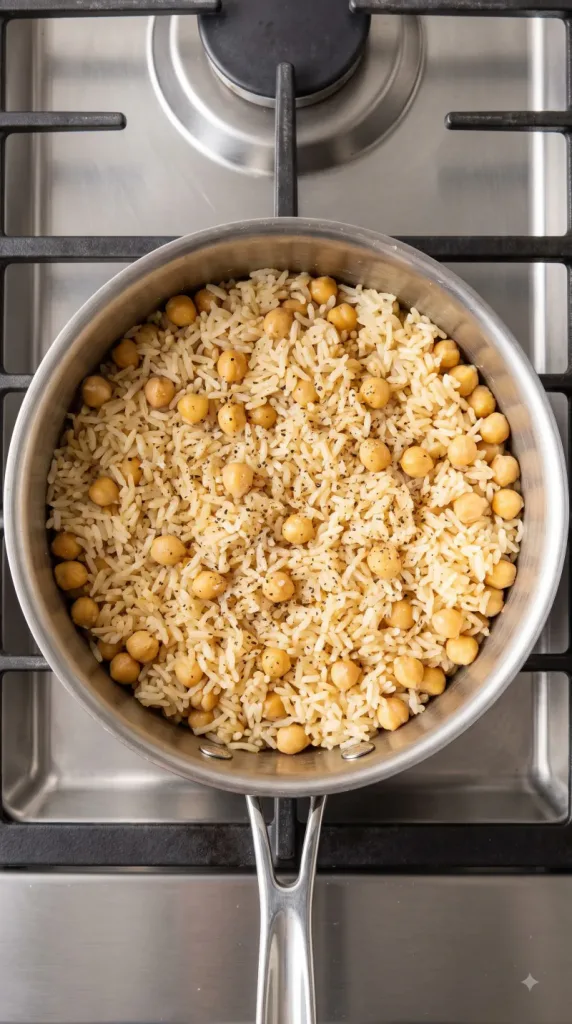 Step 3: Cook the Rice and Fold in the Chickpeas
