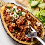 Mediterranean Ground Beef Stuffed Eggplant