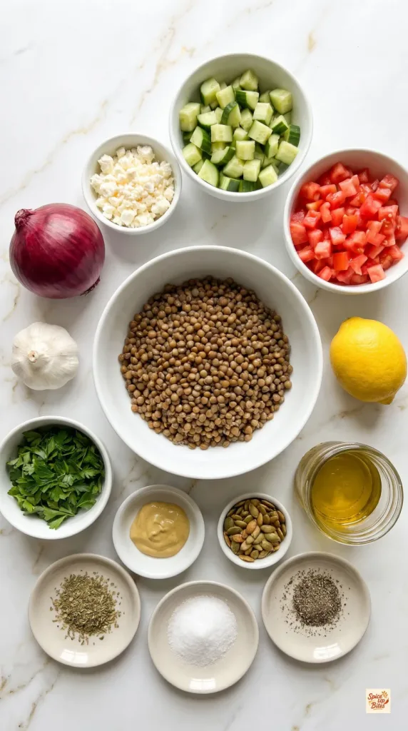 Ingredients for Mediterranean Lentil Salad