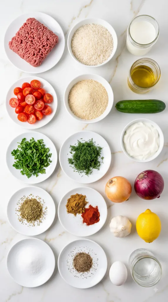 Ingredients for Mediterranean Meatball Bowl