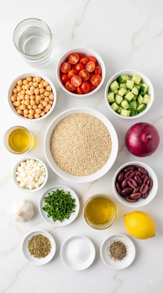 Ingredients for Mediterranean Quinoa Salad