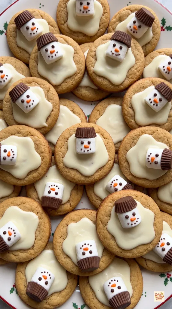 Melted Snowman Peanut Butter Cookies