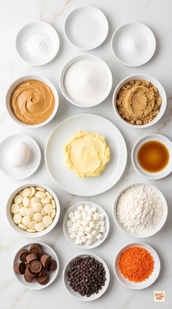 Ingredients for Melted Snowman Peanut Butter Cookies