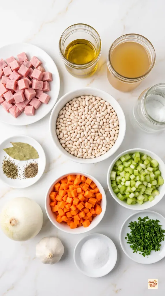 Ingredients for Old Fashioned Ham and Beans Soup