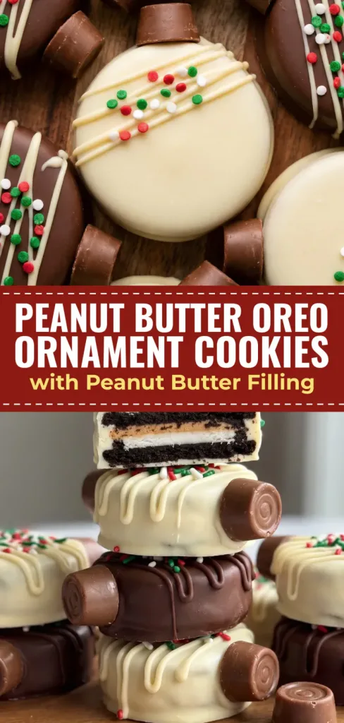 Peanut Butter Oreo Ornament Cookies with Peanut Butter Filling