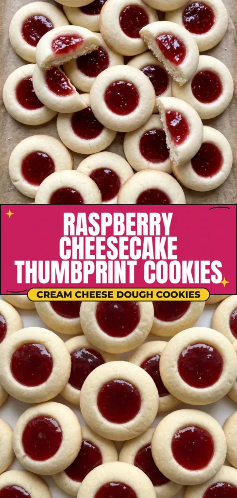Cream Cheese Dough Meets Raspberry Jam: Raspberry Cheesecake Thumbprint Cookies