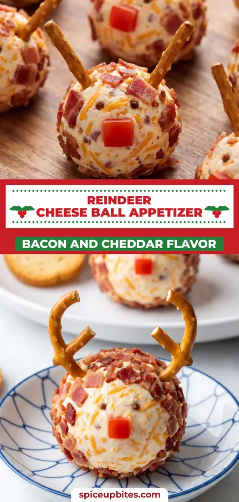 Reindeer Cheese Ball Appetizer: Easy Bacon Cheddar Finger Food