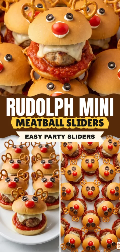 Easy Party Sliders: Rudolph Mini Meatball Sliders with Pretzel Antlers
