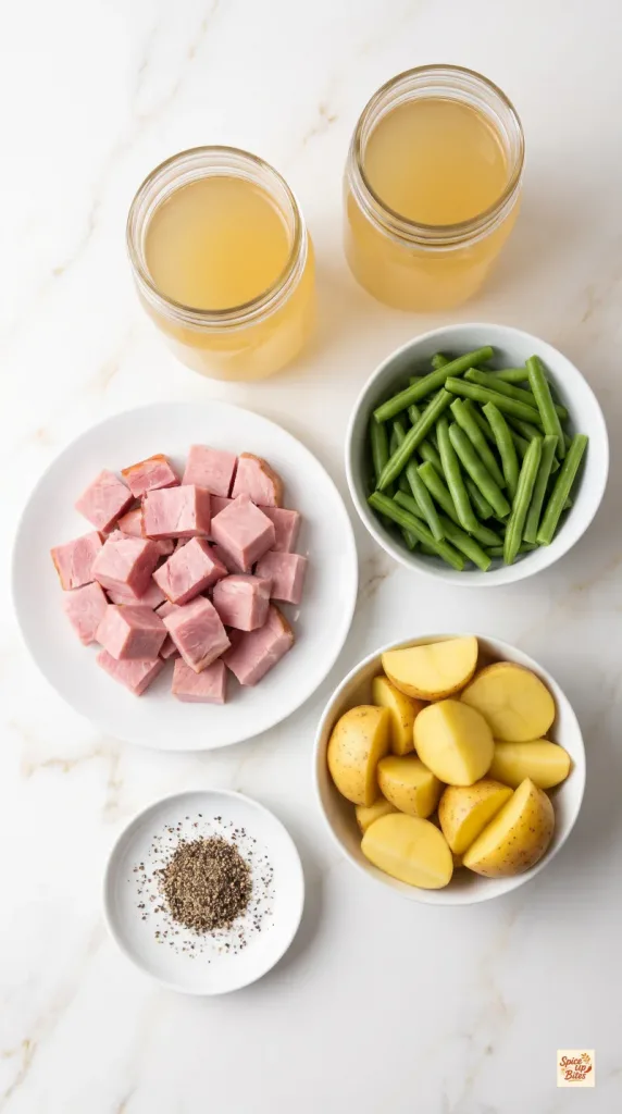 Ingredients for Slow Cooker Amish Ham and Green Beans