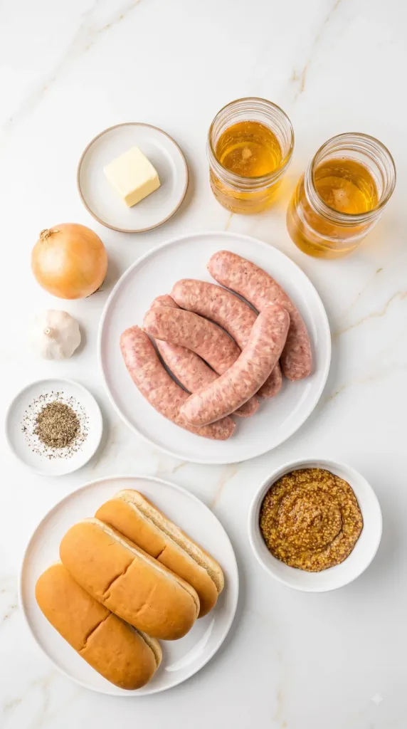 Ingredients for Slow Cooker Beer Brats