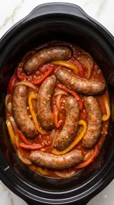 Slow Cooker Italian Sausage, Peppers and Onions