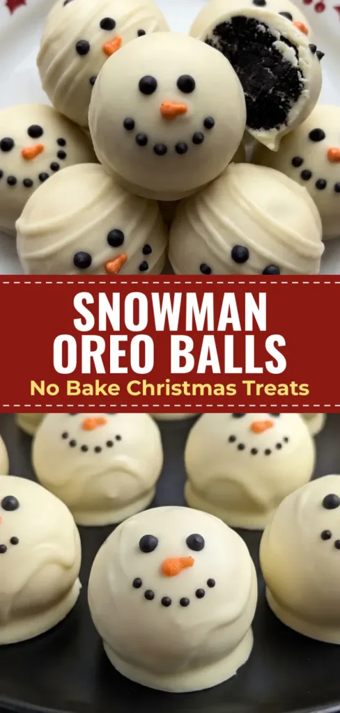 No Bake Snowman Oreo Balls for Christmas