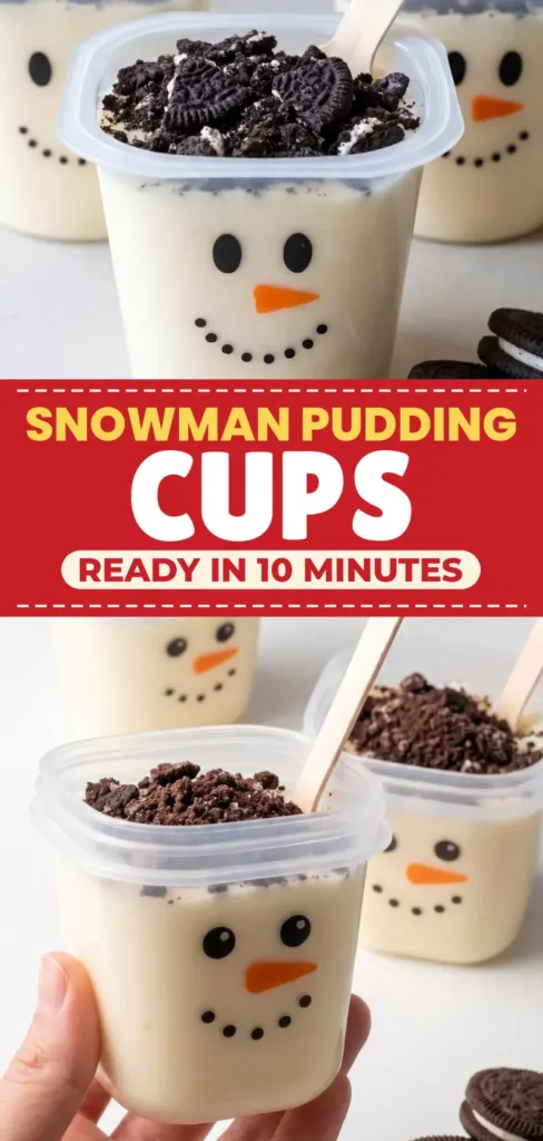 Snowman Pudding Cups: Easy Dessert Cups Ready in 10 Minutes