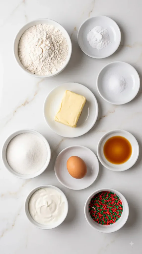 Ingredients for Soft Christmas Cutout Cookies