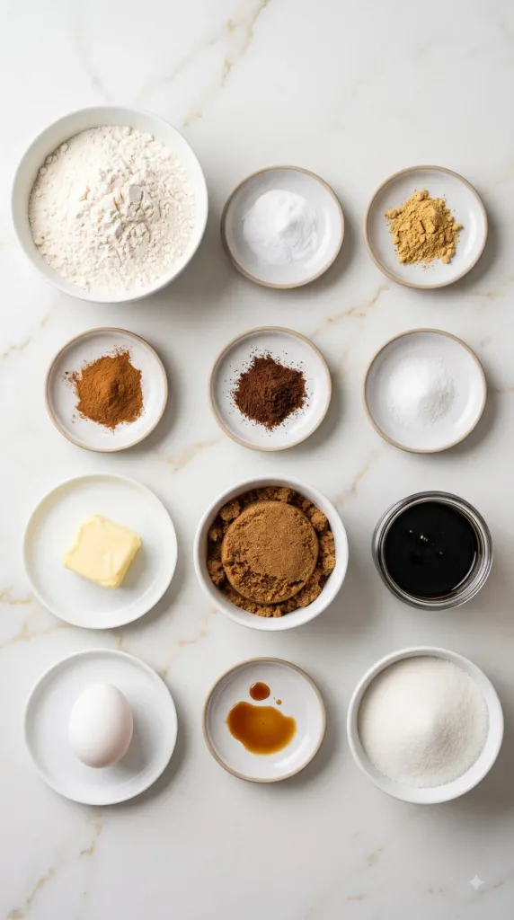 Ingredients for Soft Ginger Snap Cookies